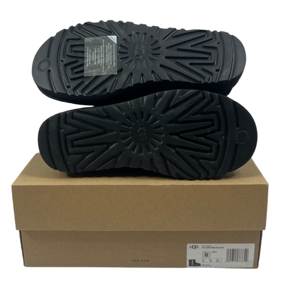 UGG Womens Classic Boots Mini Side Logo Bootie Black Ankle Black Suede 6 - Picture 8 of 11